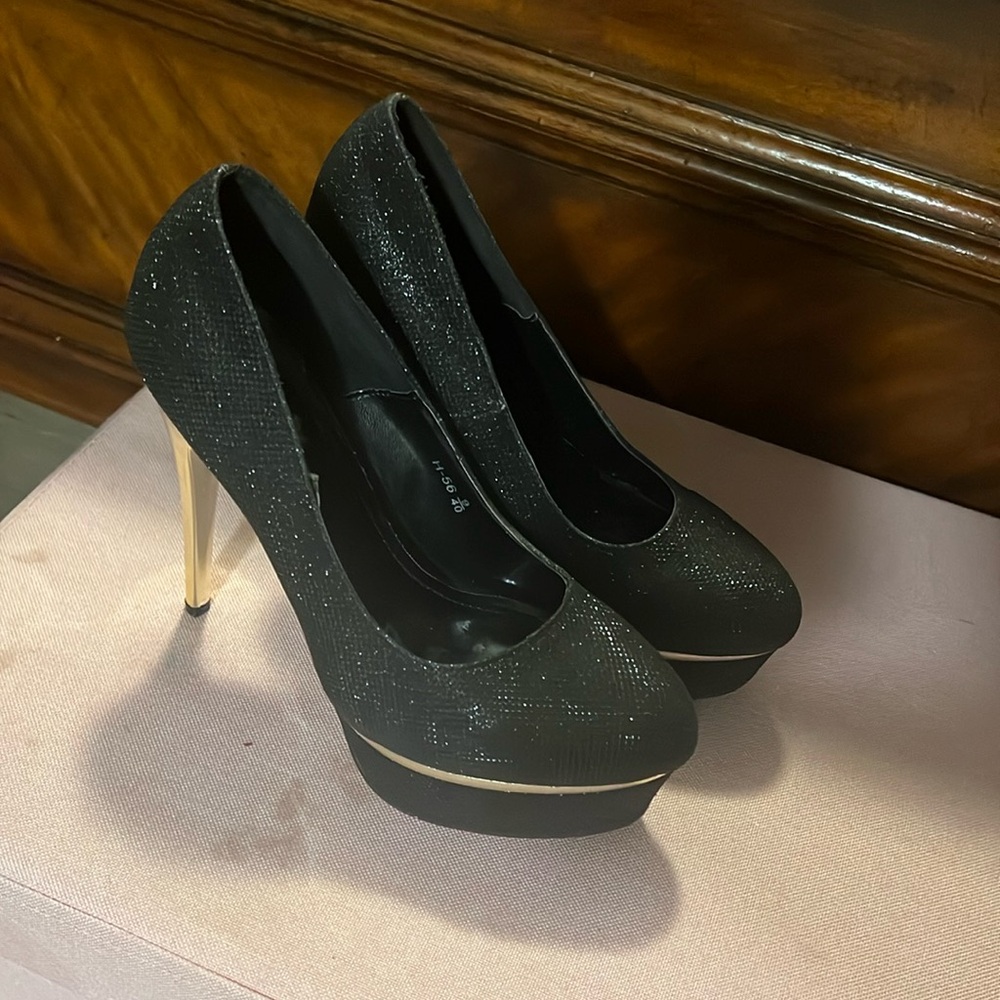 Lucita Black Stiletto Sparkling Heels